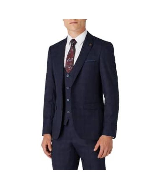 Remus Uomo Blue Micro Check Peak Lapel Suit Jacket for men