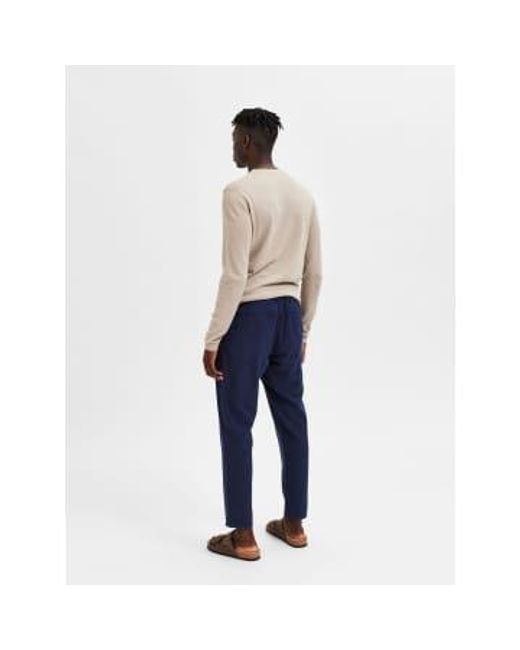 Selected - selected - pantalon en lin bleu marine - m SELECTED pour homme en coloris Blue