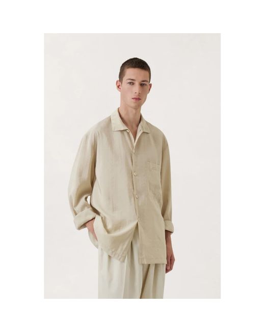 Lemaire Stand Collar Shirt Dusty Mastic in Natural for Men | Lyst