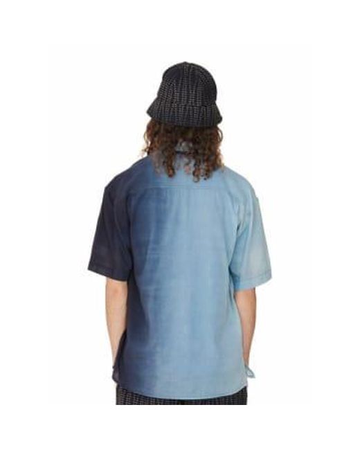YMC Blue Mitchum Short Sleeve Shirt / S for men