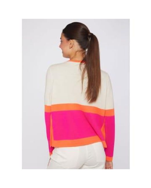 Vilagallo Pink Colour Block Sweater Ecru, & Orange S