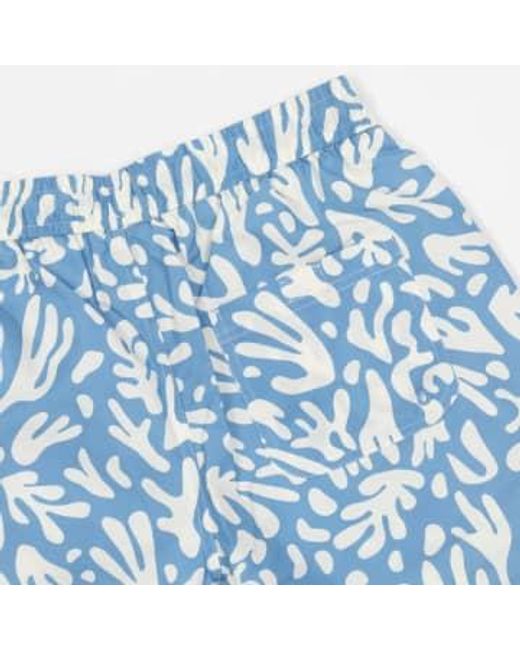 Colbert Reef Pattern Swim Shorts In And White di Farah in Blue da Uomo