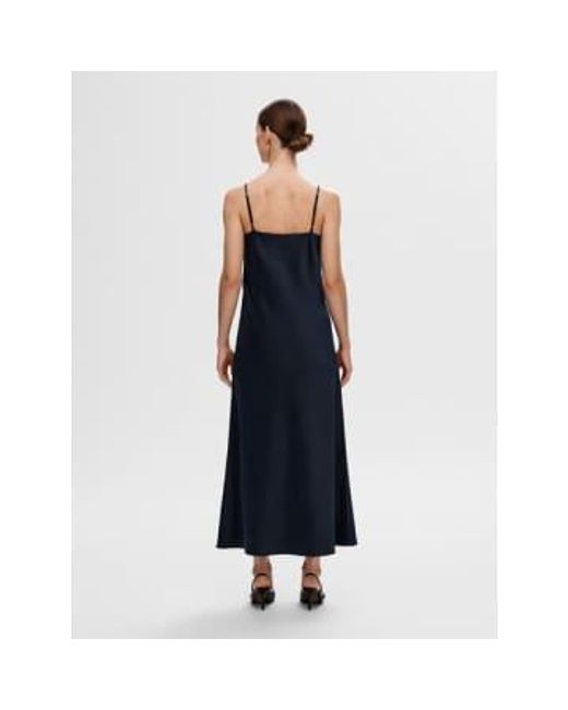 SELECTED Blue Sleeveless Satin Slip Dress 34