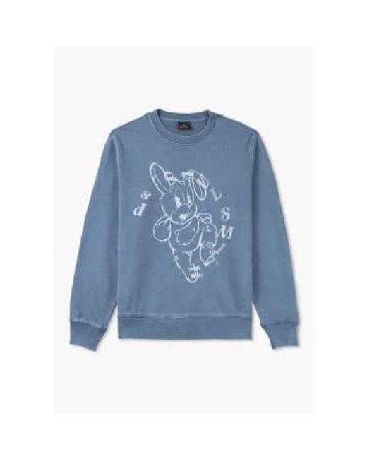 Mens Acid Wash Bunny Print Sweatshirt In di Paul Smith in Blue da Uomo