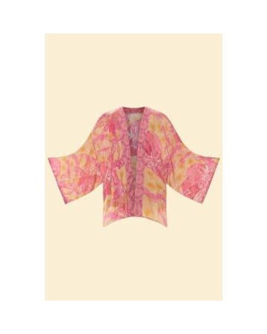 Chaqueta tropical kimono en piña y fucsia Powder de color Pink