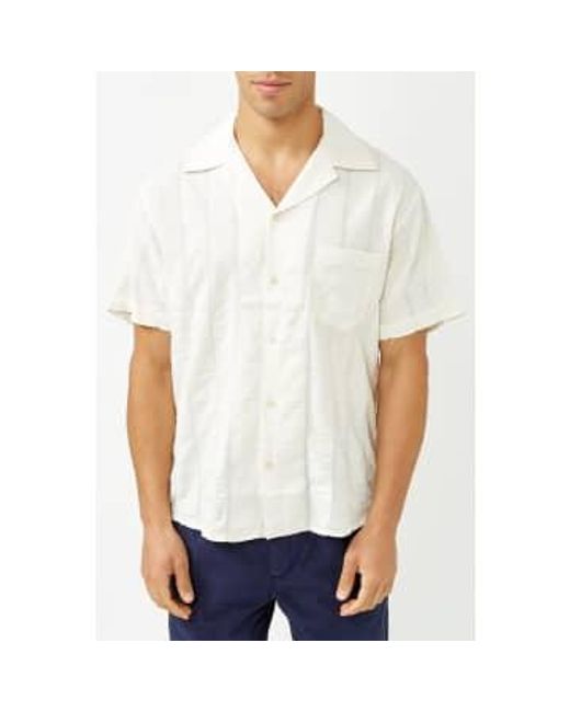 Corridor NYC Blue Stripes Seersucker Short Sleeve Shirt Ecru / L for men