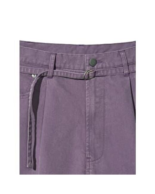 PARTIMENTO Purple Belted Wide Bermuda Pants In for men