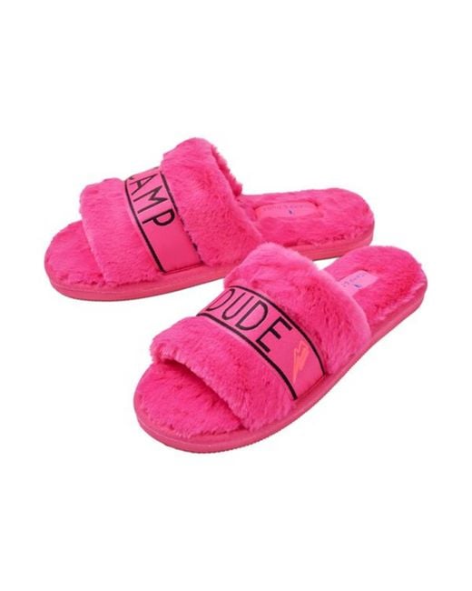 Scamp & Dude Pink Faux Fur Slider Slippers