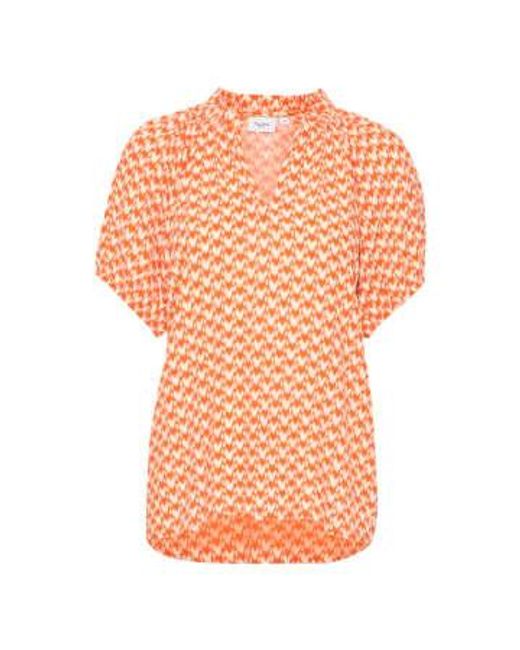 Saint Tropez Orange Tessa bluse in tigerlily -grafik