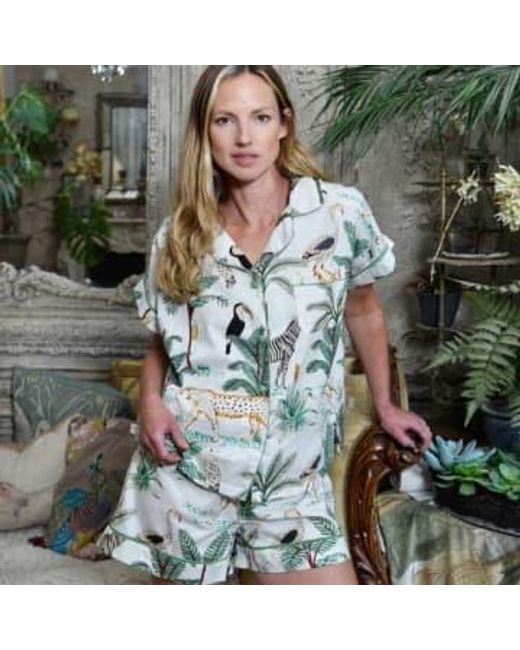 Powell Craft Gray Safari Print Short Pyjama Set With Piping