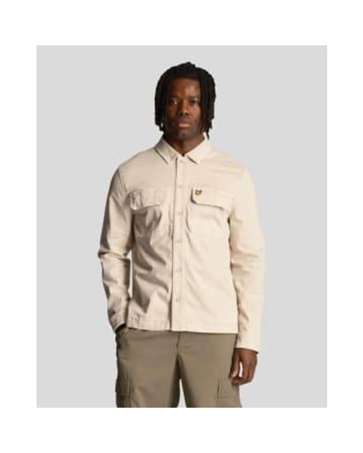 Lw2008V Garment Dyed Overshirt In Cove di Lyle & Scott in White da Uomo
