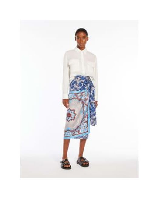 Maxmara Weekend Nuevo Ivory Sarong Skirt di New Arrivals in Blue