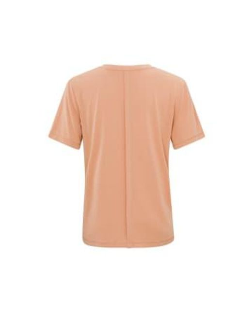 T-shirt avec col en v arrondi et manches courtes Yaya en coloris Pink