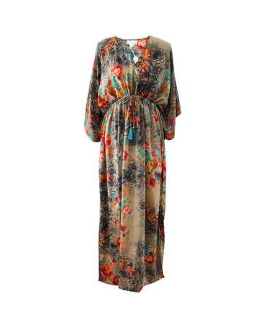 Powell Craft Multicolor 'merida' Colourful Floral Batwing Dress