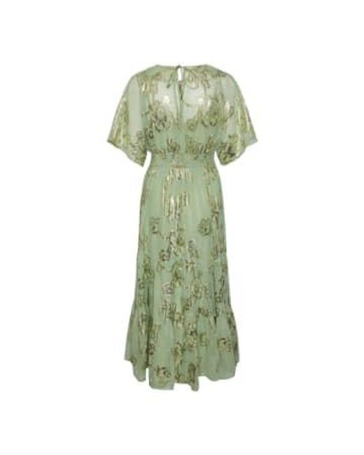 Y.A.S Green Dasha Ankle Dress With Foil Detail Xs