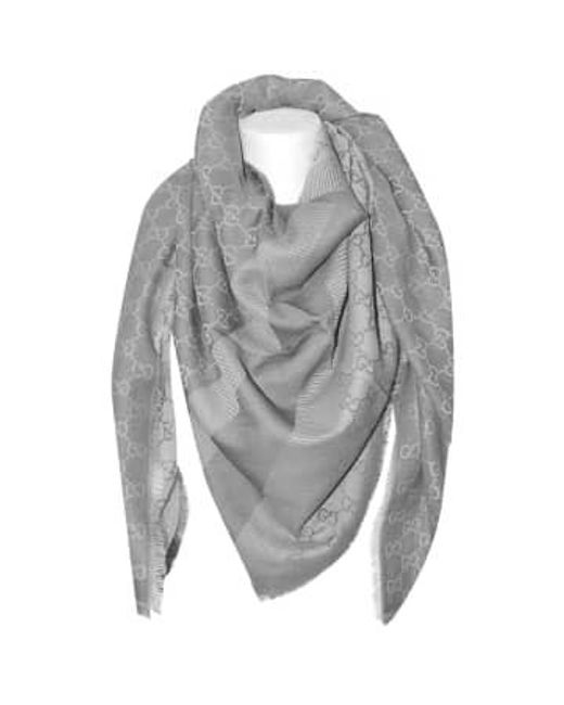 Gucci Gray Ssima -Schal aus weicher Wolle und Seide