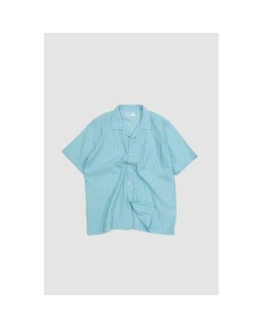 Universal Works Blue Road Shirt Sky/ Fluro Cotton S for men