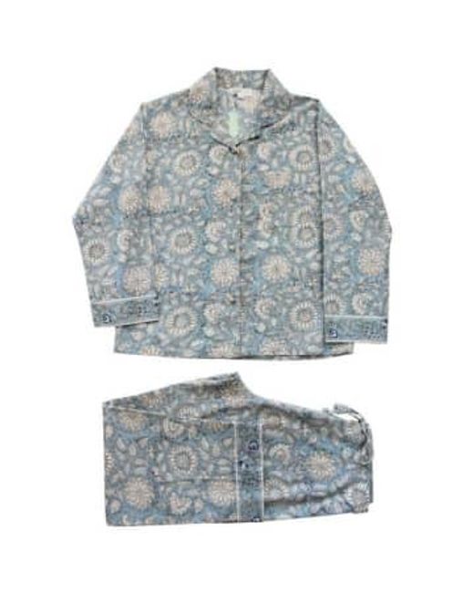 Powell Craft Blue Cornflower Print Ladies Pyjamas S/m