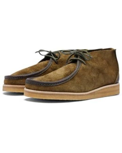 Yogi Footwear Green Torres Tumbled & Reverse Leather Crepe Sole Chukka Boot for men