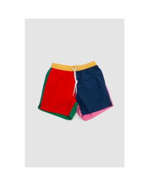 Bloque color nylon drawstring swim shorts Drake's de hombre de color Red