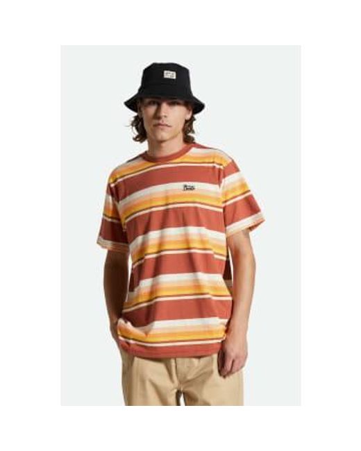 Brixton Orange Apricot And Off White Stripted Hilt Stith Short Sleeves T Shirt M for men