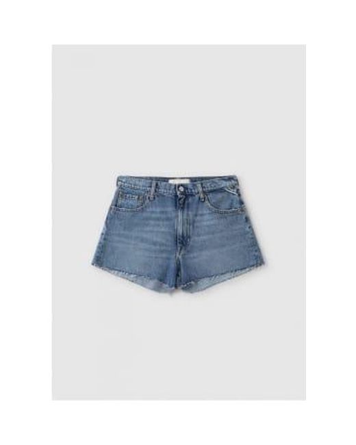 Womens Label Shorts In Light Blue 1 di Replay