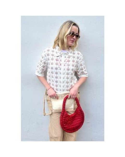 Wax London White Porto Splash Crochet Ecru Shirt M