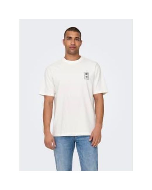 T-shirt imprimé japonais blanc Only & Sons pour homme en coloris Blue