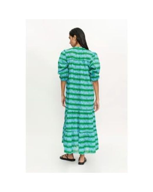 Compañía Fantástica Green Long Kaftan Dress And Blue Summer Vibes Print S