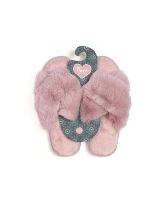 Dusky Fluffy Slippers di Pom in Pink