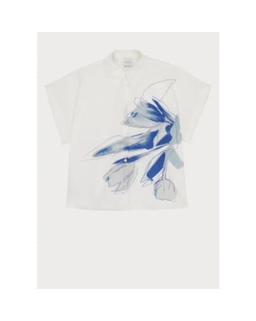 Paul Smith Blue Tulip Wide Sleeve Shirt Size: 14, Col: White 14