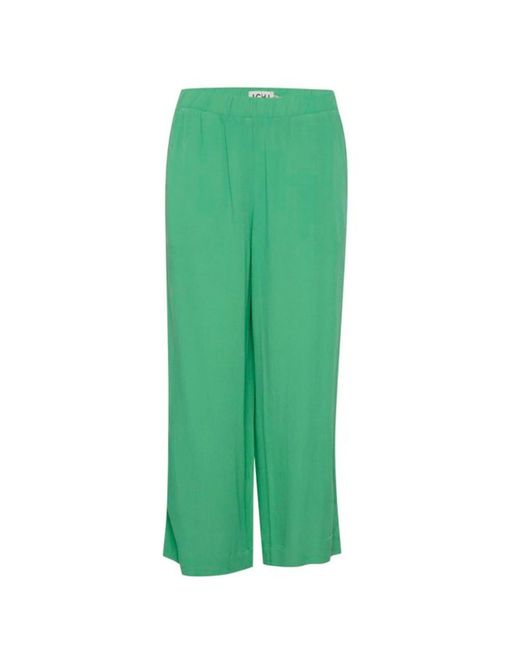 Ichi Fluid Pants in Green | Lyst