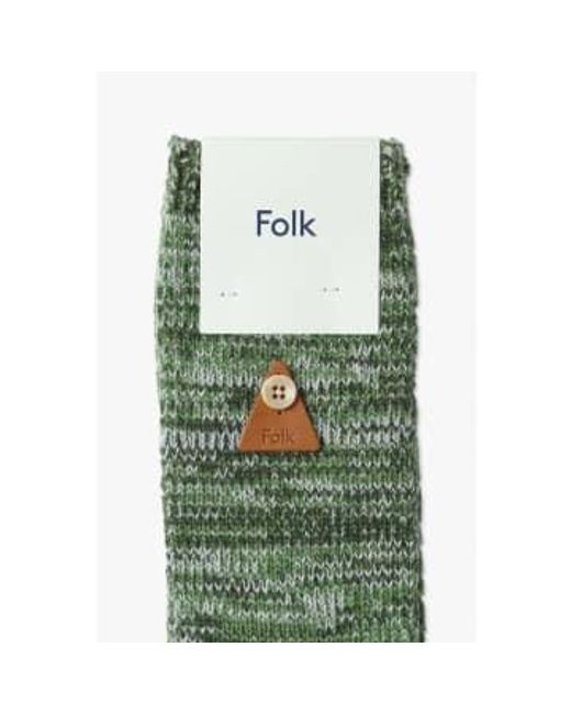 Folk Green S Melange Sock for men