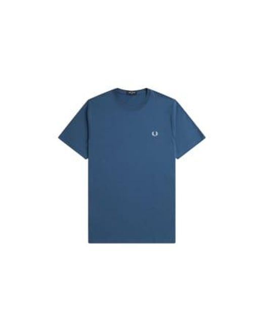 Fred Perry Blue Crew Neck T-shirt Midnight / Light Ice M for men
