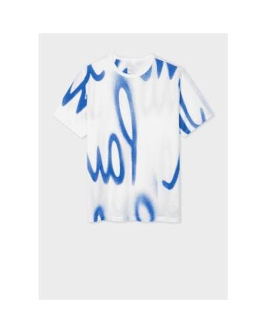 Paul Smith Weißes baumwoll-t-shirt mit spray-print in Blue für Herren
