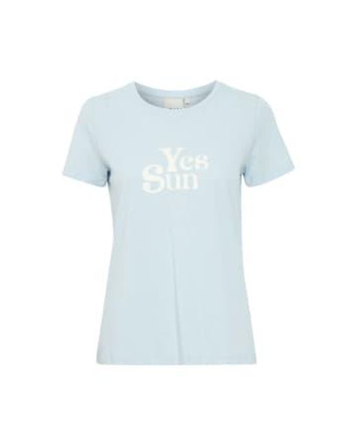 Slogan camino t-shirt-cashmere -20121024 Ichi en coloris Blue