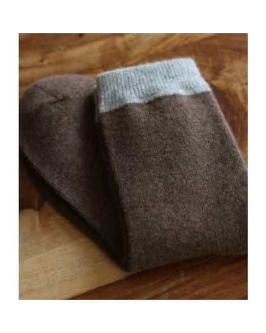Cashmere Fashion Brown Engage Kashmir Socks L / Mit Grau