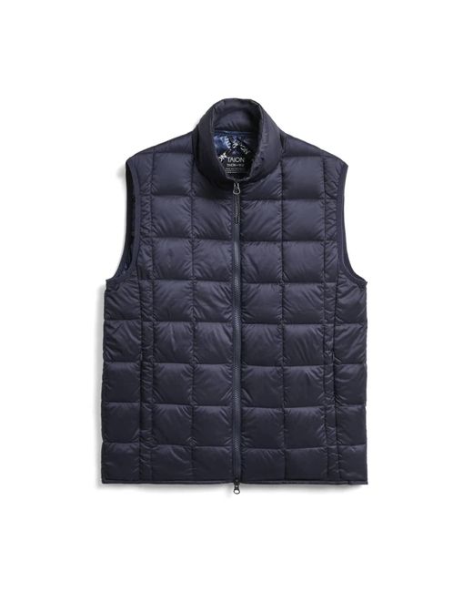 Taion Blue High Neck Down Gilet In Navy for men