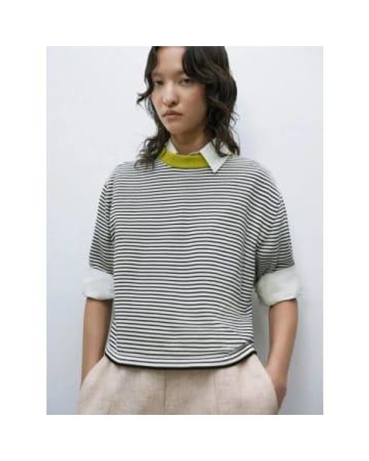 Cordera Gray Cotton Striped T-shirt Lime One Size