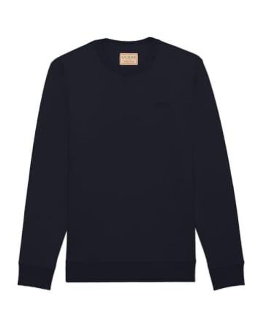 Guess Blue Geron Recycled Fleece Crew Sweat for men