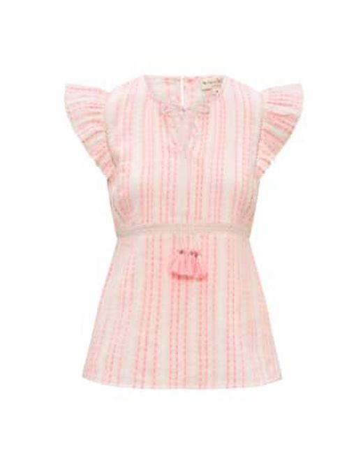 Anya Frilly Pink And White Cotton Blouse di Nookie