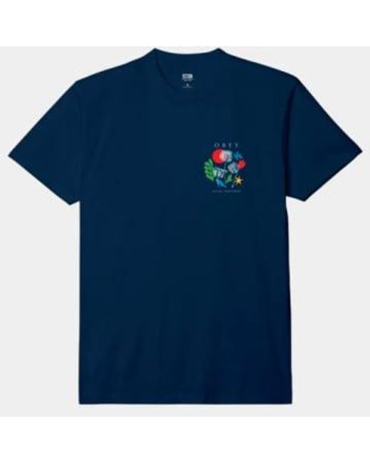 Obey Blue Flowers Paper Scissors T-shirt for men