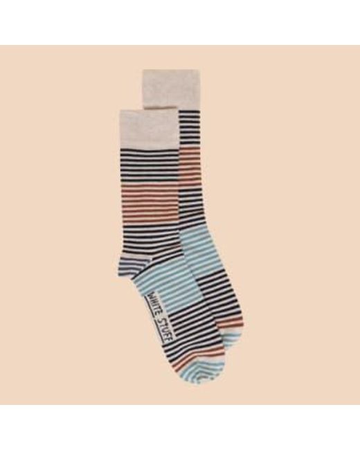 White Stuff Blue Fine Stripe Ankle Socks Natural Multi 7-9 for men