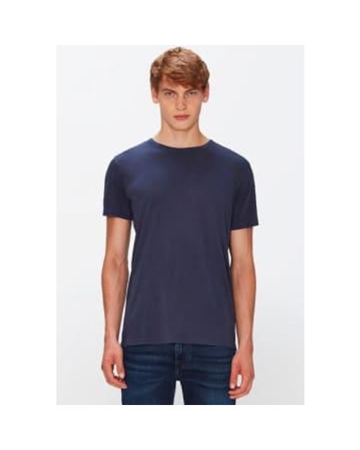 7 For All Mankind Marineblaues Federgewicht Baumwoll -T -Shirt in Blue für Herren