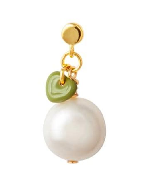 Lulu White Topping Short Pearl Earring Plated Brass
