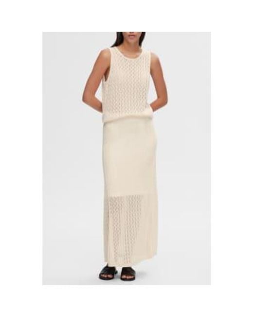 SELECTED White Birch Agny Long Knit Skirt Ecru / L