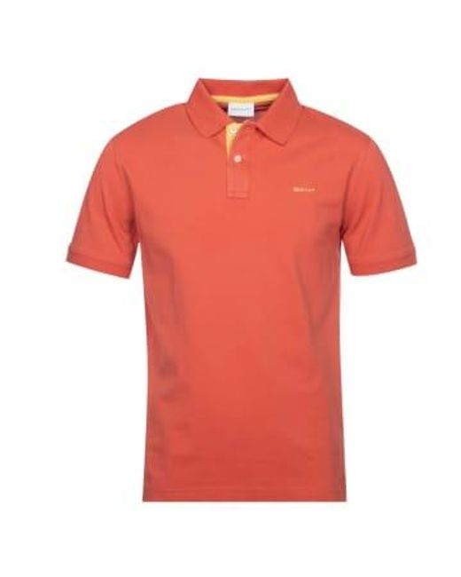 Gant Red Contrast Piqué Polo Shirt M for men