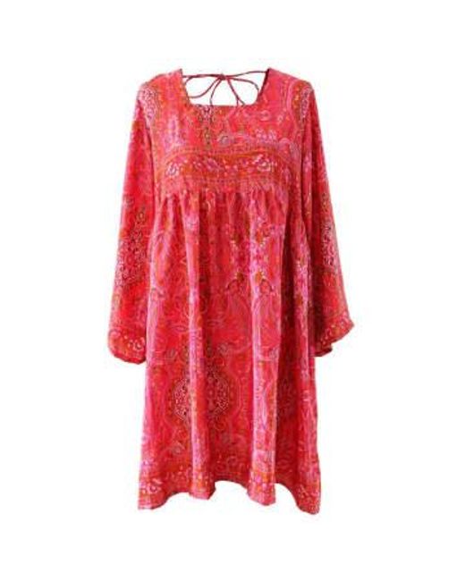 Phoebe And Pink Paisley Baby Doll Dress di Powell Craft in Red