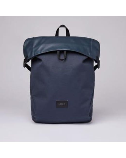 Sandqvist Blue Alfred Backpack With Black Webbing for men