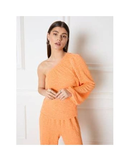 Refined Department Orange | Cleo Knitted One Shoulder Top Xs